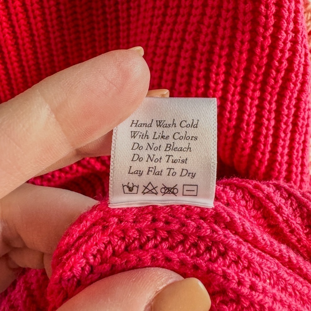 Pink Lily Fuchsia Crewneck Sweater with Crochet-Pattern Balloon Sleeves - Picture 11 of 16